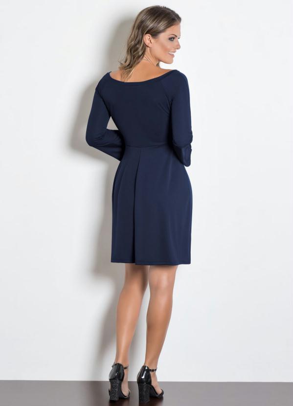 Moda Pop - Vestido com Manga Sino Marinho 4