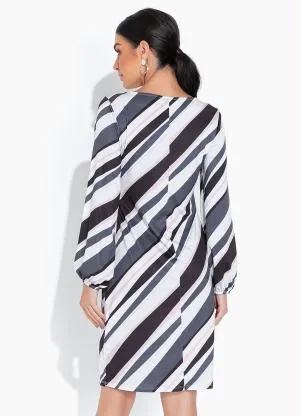 bonprix - Vestido com Mangas Longas New Waves Cinza - BONPRIX