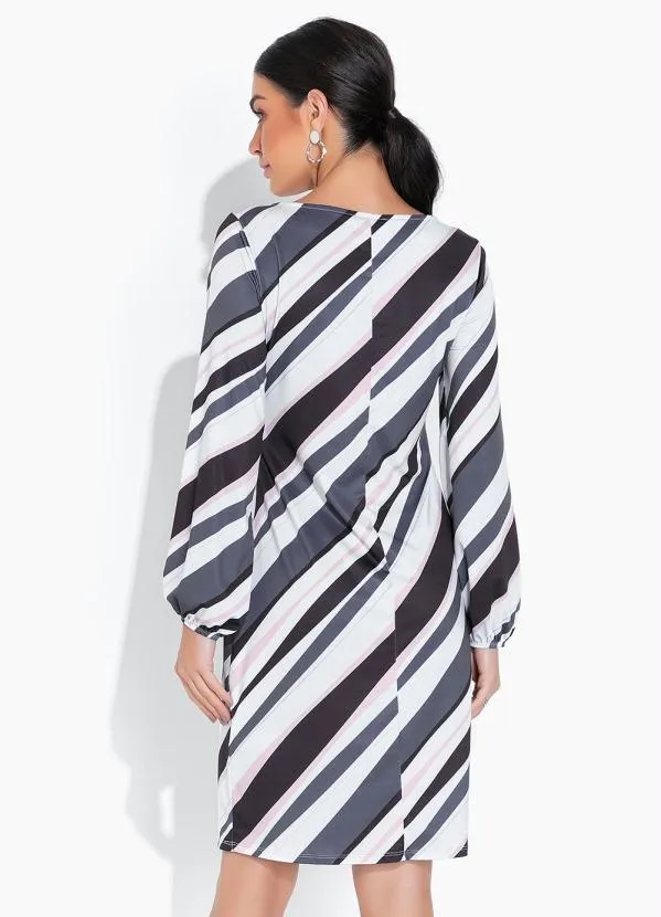 bonprix - Vestido com Mangas Longas New Waves Cinza 2