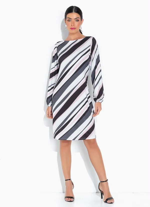 bonprix - Vestido com Mangas Longas New Waves Cinza 3