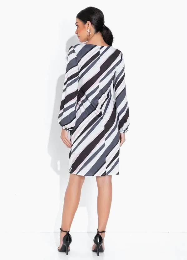 bonprix - Vestido com Mangas Longas New Waves Cinza 4