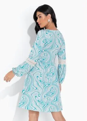 bonprix - Vestido com Mangas Longas New Waves Verde - BONPRIX