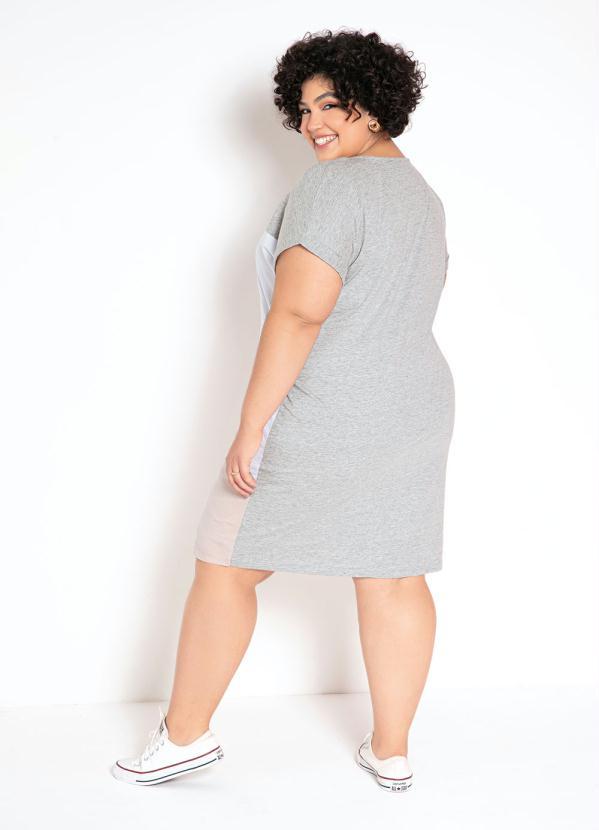 bonprix - Vestido com Recortes Geométrico Cinza Mescla 12