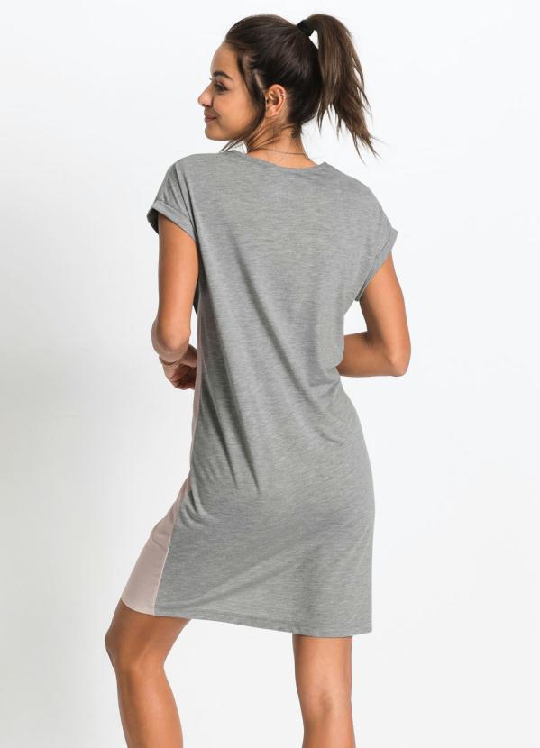 bonprix - Vestido com Recortes Geométrico Cinza Mescla 2