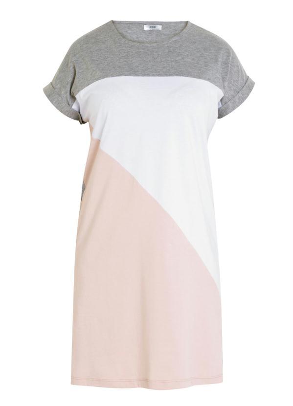 bonprix - Vestido com Recortes Geométrico Cinza Mescla 3