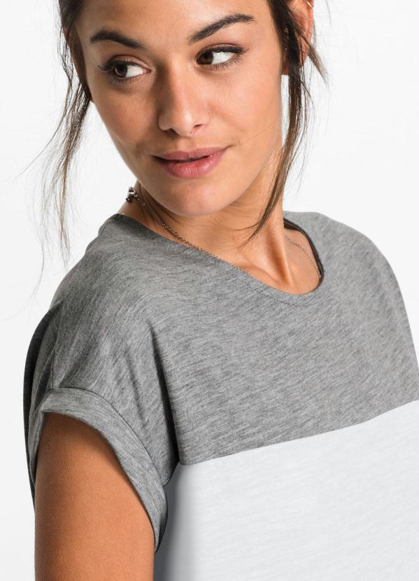 bonprix - Vestido com Recortes Geométrico Cinza Mescla 4