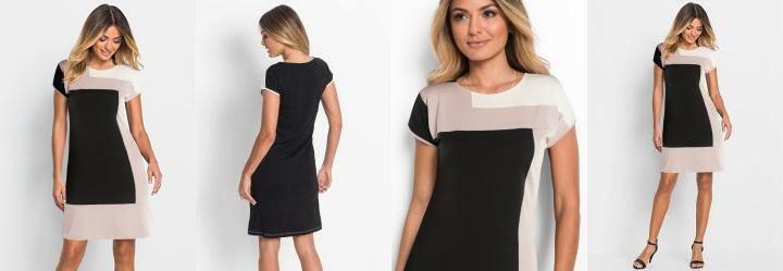 Vestido com Recortes Rosa e Preto