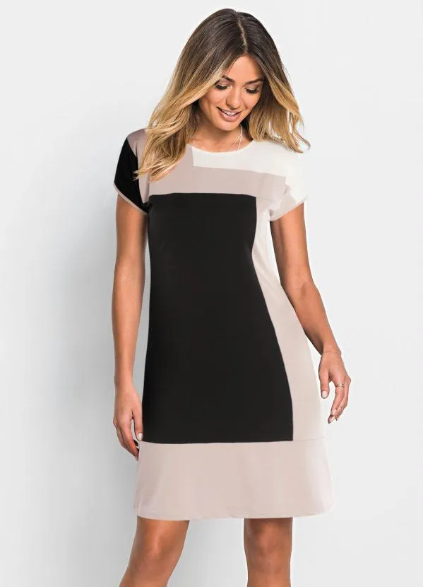 bonprix - Vestido com Recortes Rosa e Preto