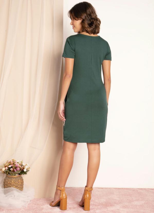 Quintess - Vestido com Recortes Verde, Bege e Preto 4