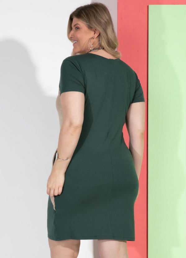 Quintess - Vestido com Recortes Verde, Bege e Preto 7