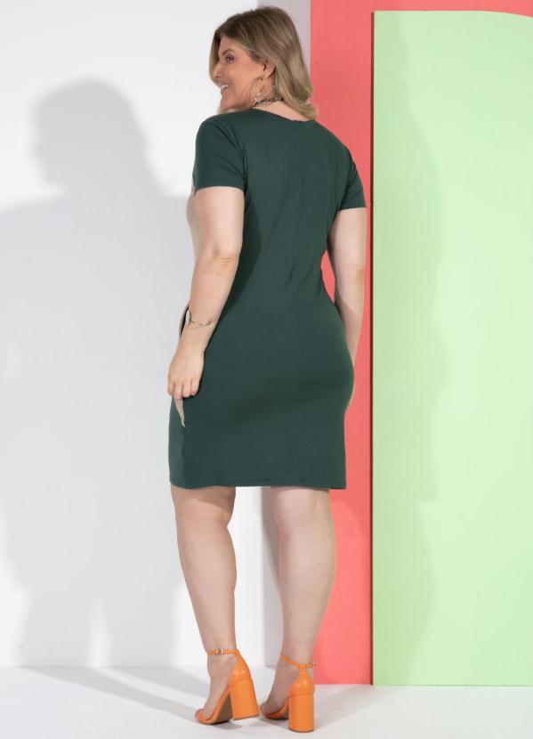 Quintess - Vestido com Recortes Verde, Bege e Preto 9