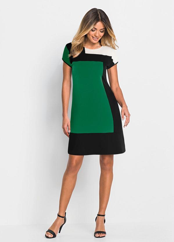 bonprix - Vestido com Recortes Verde e Preto 4