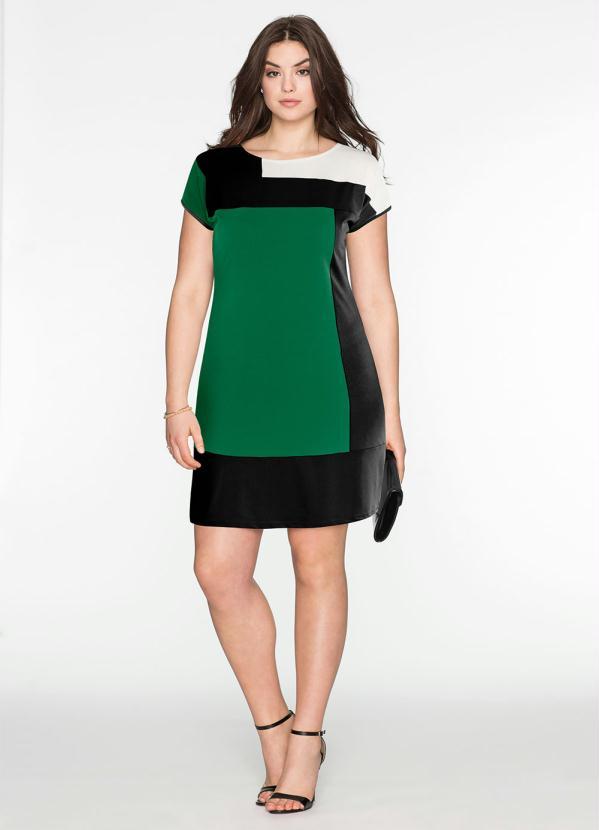 bonprix - Vestido com Recortes Verde e Preto 8