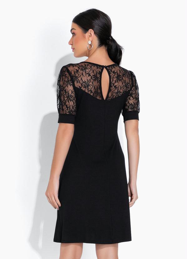bonprix - Vestido com Renda no Decote Preto 4