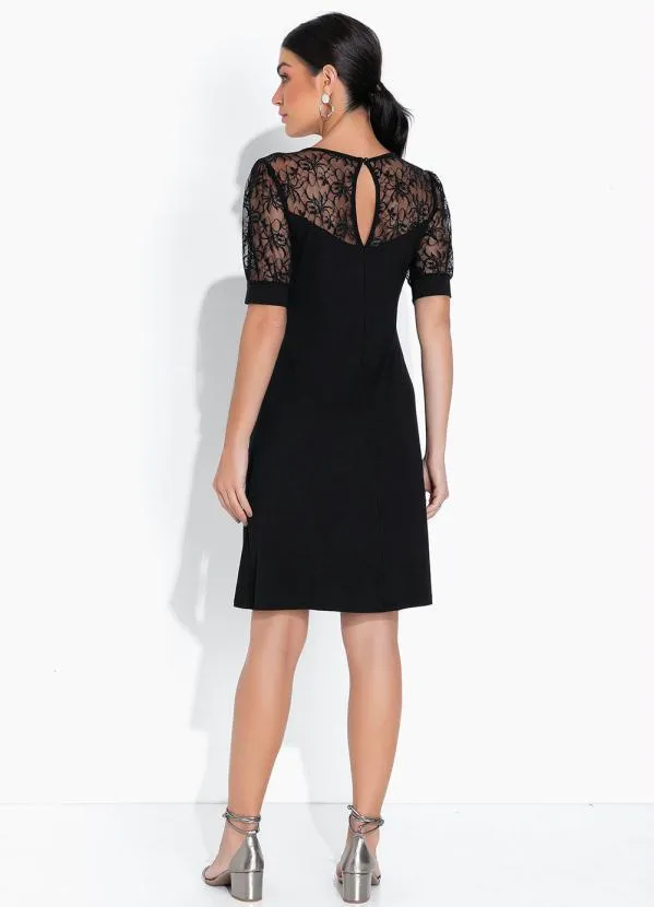bonprix - Vestido com Renda no Decote Preto 5