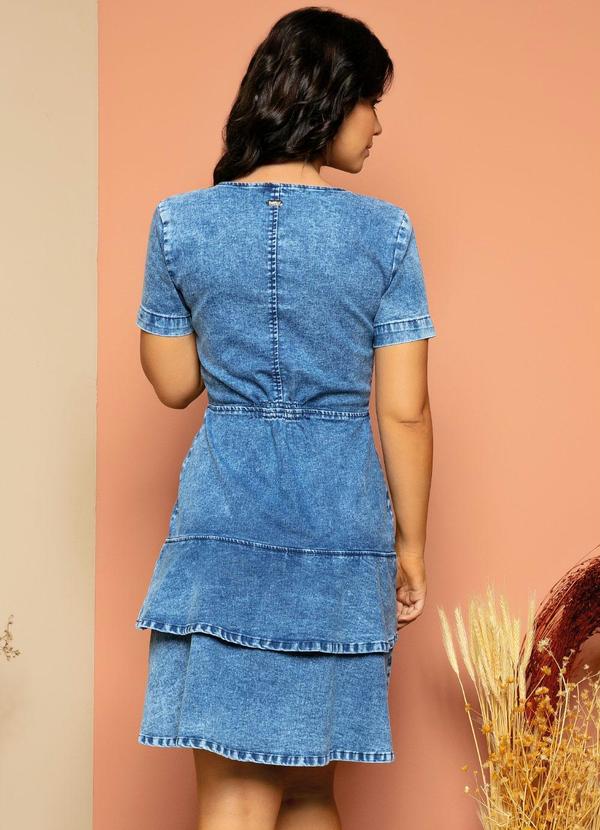 Quintess - Vestido com Zíper e Babados na Barra Jeans 7