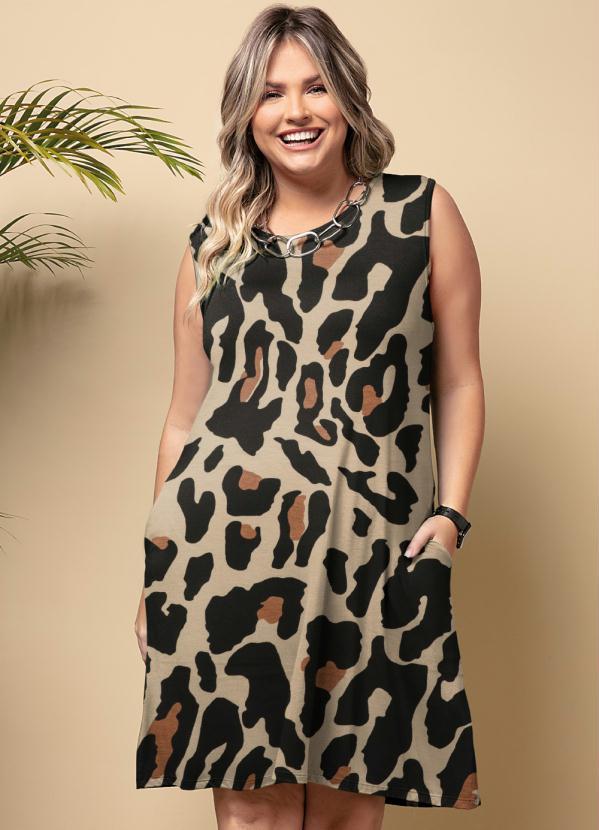 Quintess - Vestido Combolsos Onça Bege 4