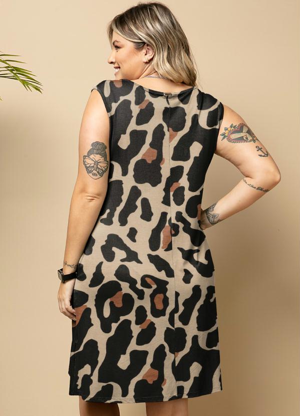 Quintess - Vestido Combolsos Onça Bege 3