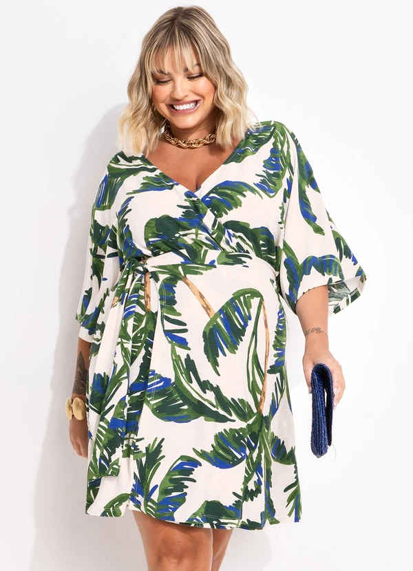 Quintess - Vestido Coqueiros em Malha Texturizada de Viscos 11