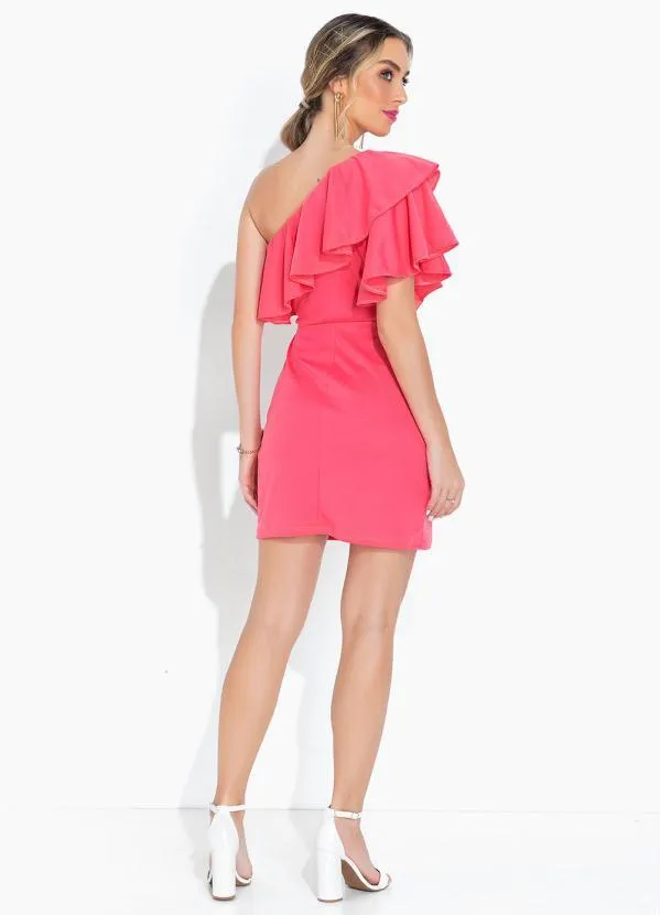 Moda Pop - Vestido Coral com Decote Assimétrico 5