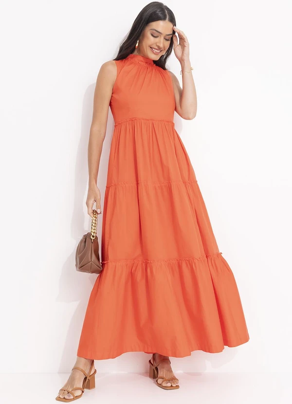 Svela - Vestido Coral em Tricoline 3