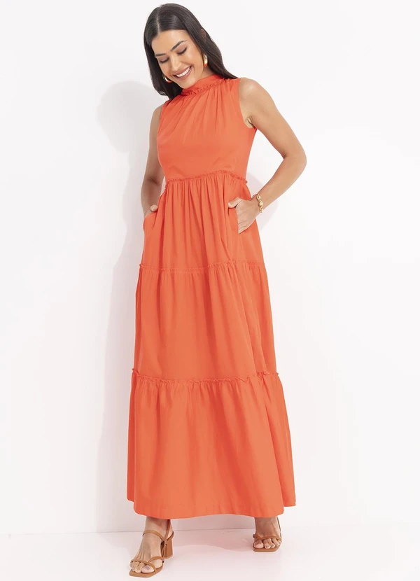 Svela - Vestido Coral em Tricoline 5