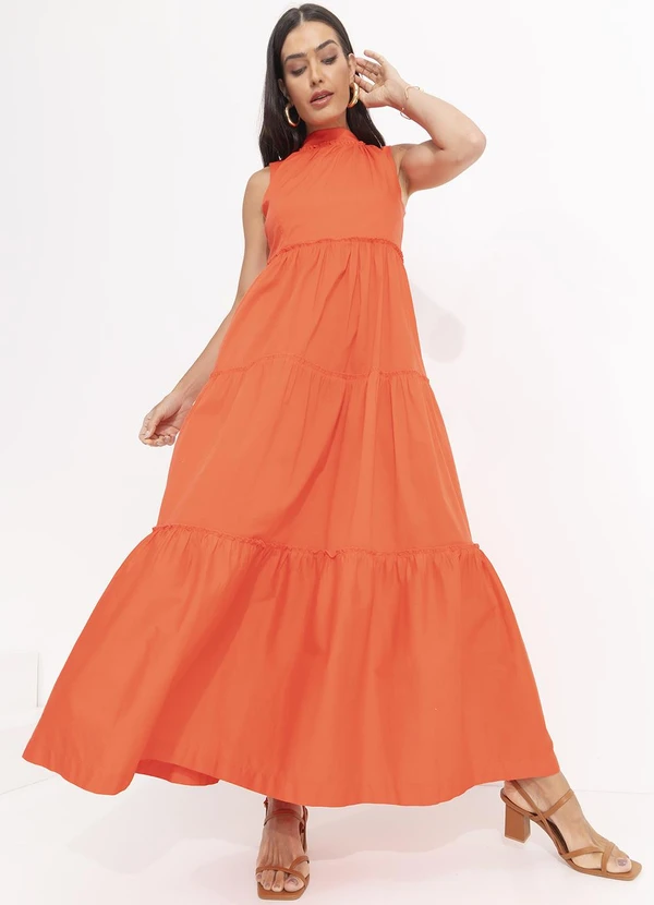 Svela - Vestido Coral em Tricoline 6