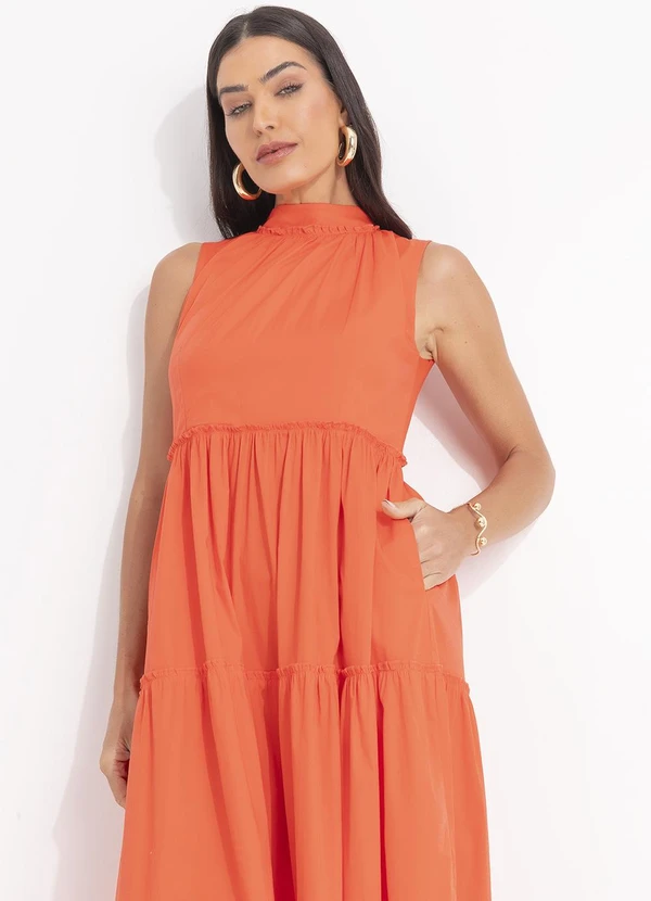 Svela - Vestido Coral em Tricoline 7