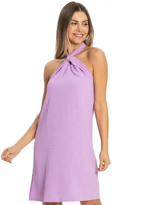 Rovitex - Vestido Crepe Feminino Roxo - ROVITEX