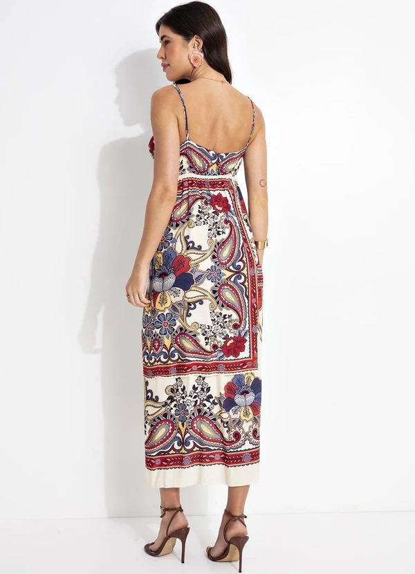 Farm - Vestido Cropped Lenço Borboleta Retro Bege 2