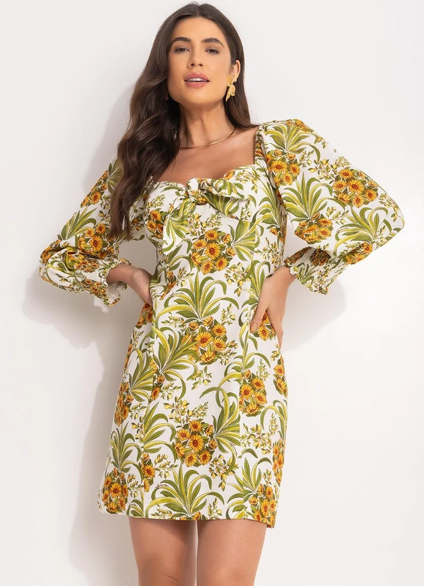 Farm - Vestido Curto Abacaflor Off White