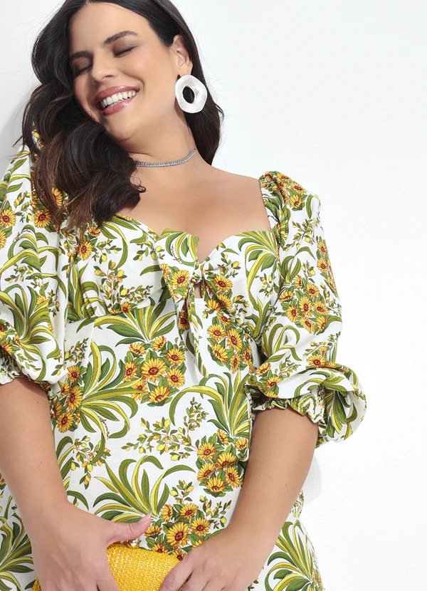 Farm - Vestido Curto Abacaflor Off White