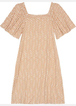 Malwee - Vestido Curto Abstrata Laranja - MALWEE