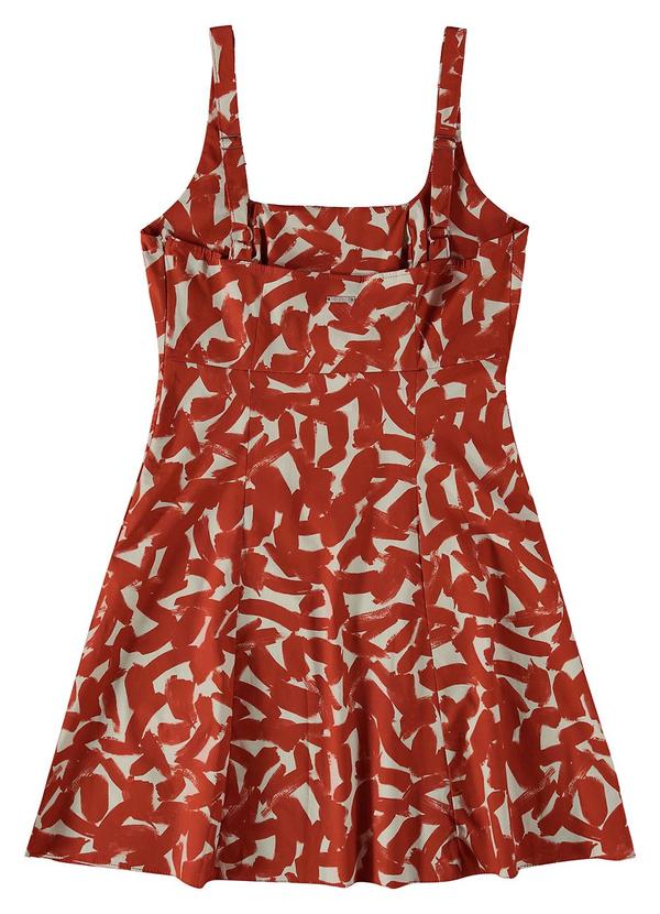 Enfim - Vestido Curto Abstrato Evasê Vermelho 4