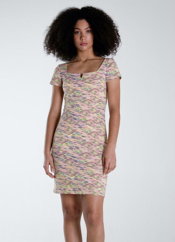 Enfim - Vestido Curto Abstrato Rosa