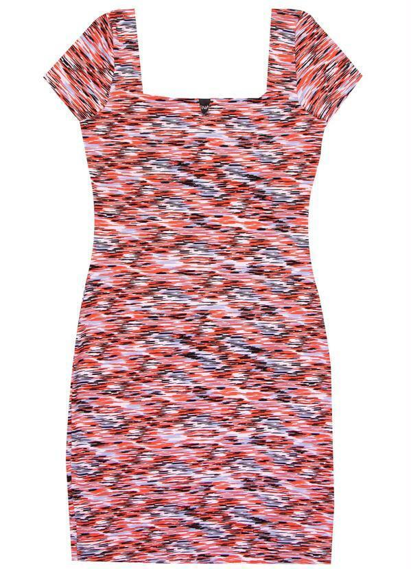 Enfim - Vestido Curto Abstrato Vermelho