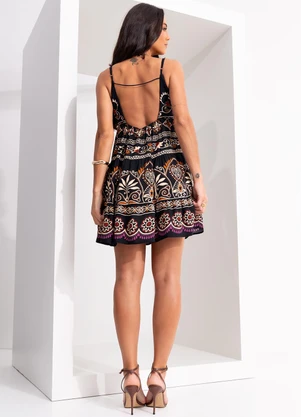 Farm - Vestido Curto Adriele Preto - FARM
