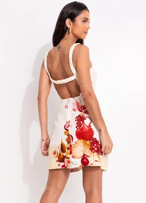 Farm - Vestido Curto Afrodite Bege - FARM
