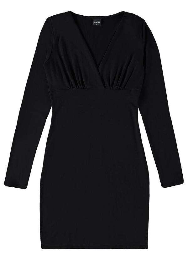 Enfim - Vestido Curto Ajustado em Moletinho Preto