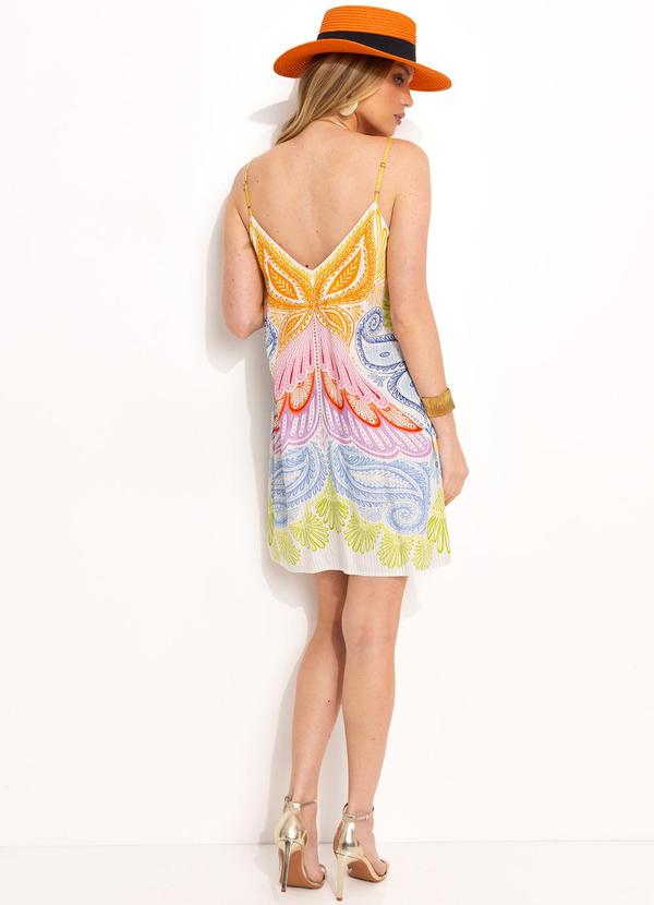 Farm - Vestido Curto Alça em Viscose Laranja 3