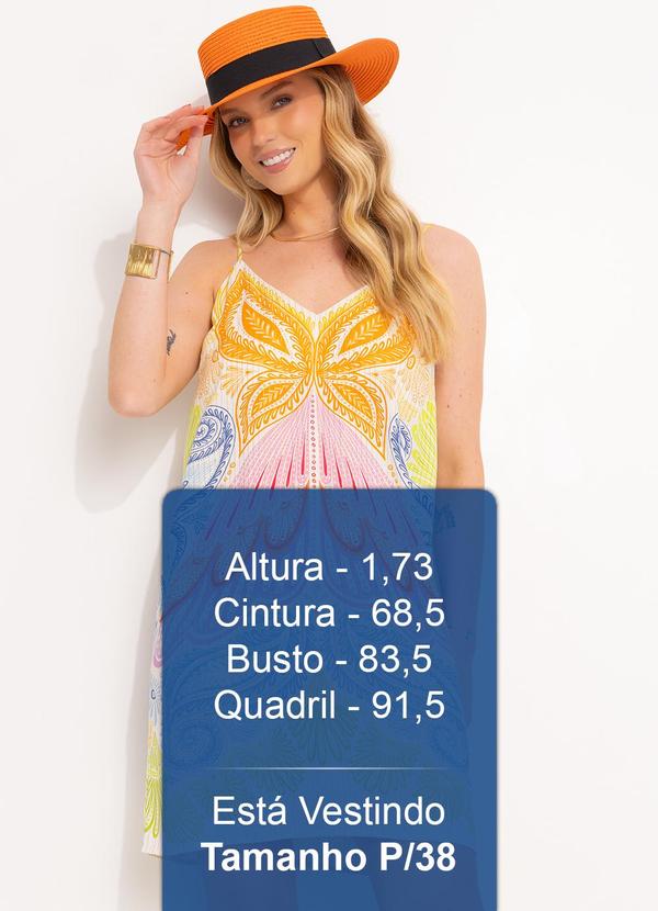 Farm - Vestido Curto Alça em Viscose Laranja 2