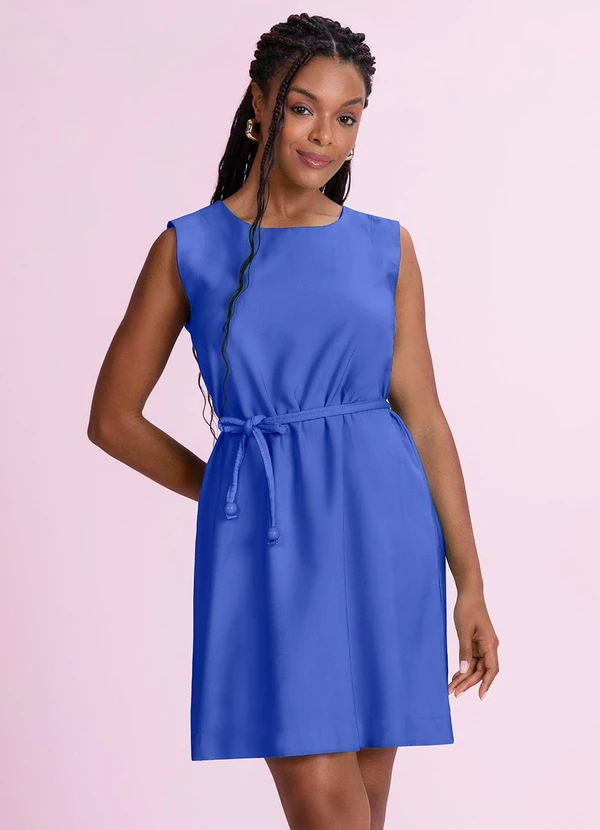 Angel - Vestido Curto Alfaiataria Azul