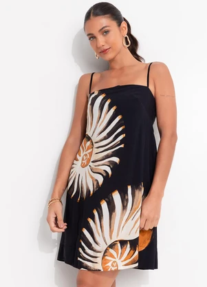 Farm - Vestido Curto Amonita Preto - FARM