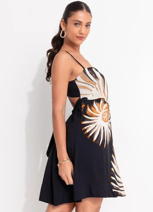 Farm - Vestido Curto Amonita Preto - FARM