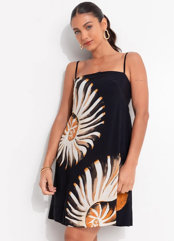 Farm - Vestido Curto Amonita Preto