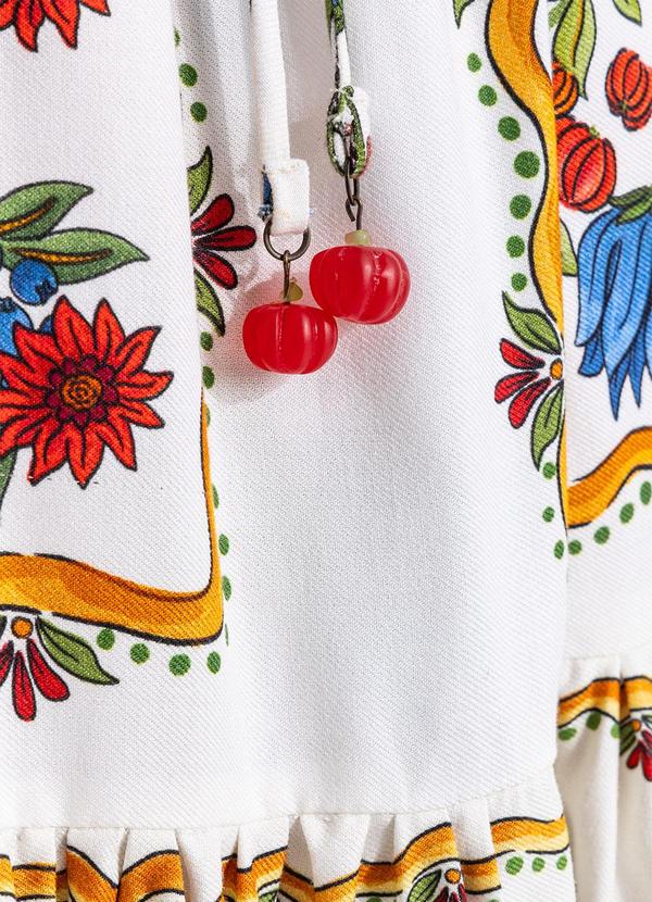 Farm - Vestido Curto Amor de Fruta Lenço Off White 10