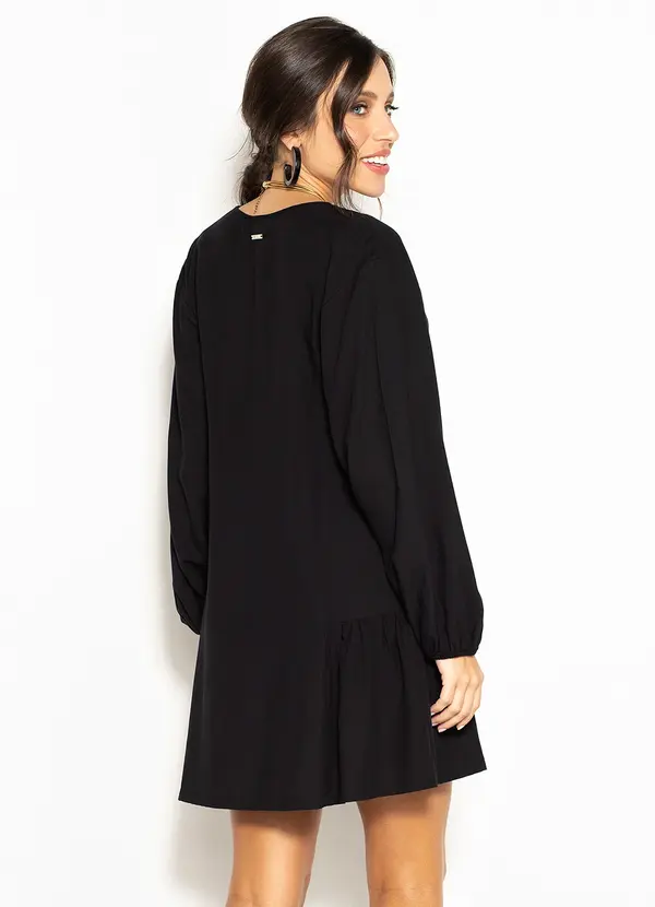 Colcci - Vestido Curto Amplo de Viscose Preto 2