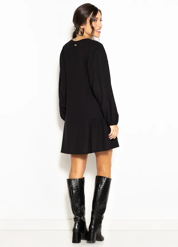 Colcci - Vestido Curto Amplo de Viscose Preto 4