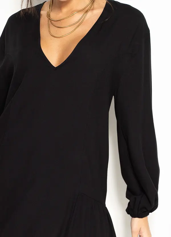 Colcci - Vestido Curto Amplo de Viscose Preto 6