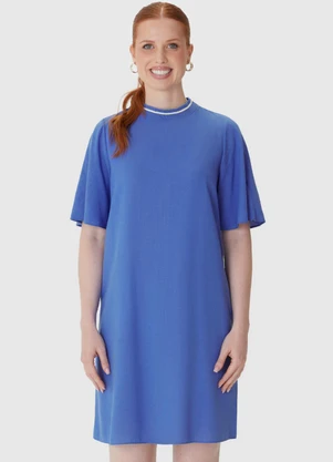 Malwee - Vestido Curto Amplo em Viscolinho Azul Escuro - MALWEE